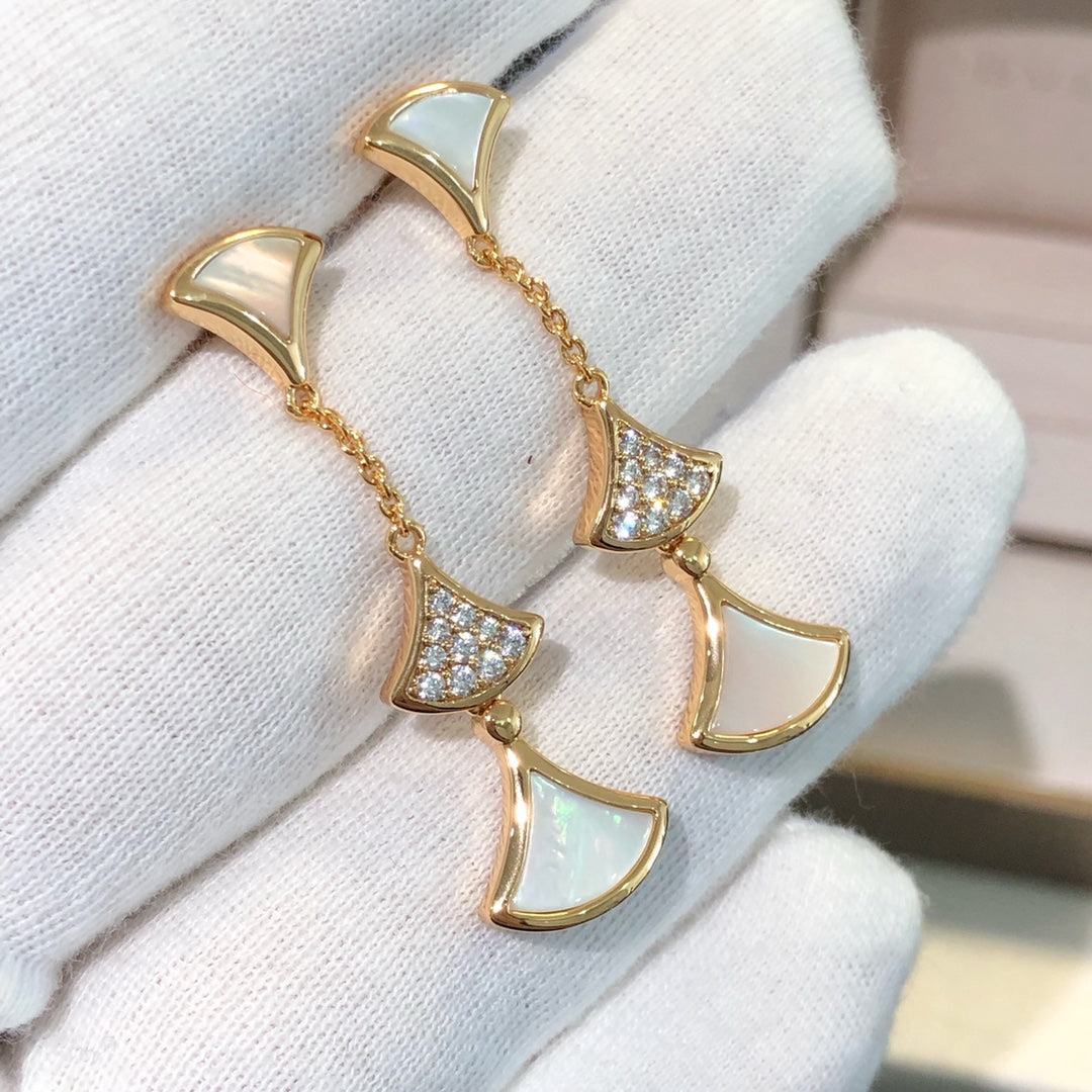 [OAK JURI]DREAM EARRINGS 3 MOTIFS DIAMOND MOP PINK GOLD