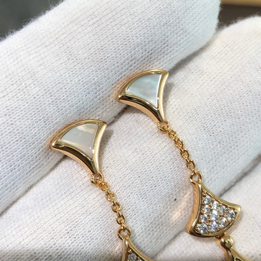 [OAK JURI]DREAM EARRINGS 3 MOTIFS DIAMOND MOP PINK GOLD