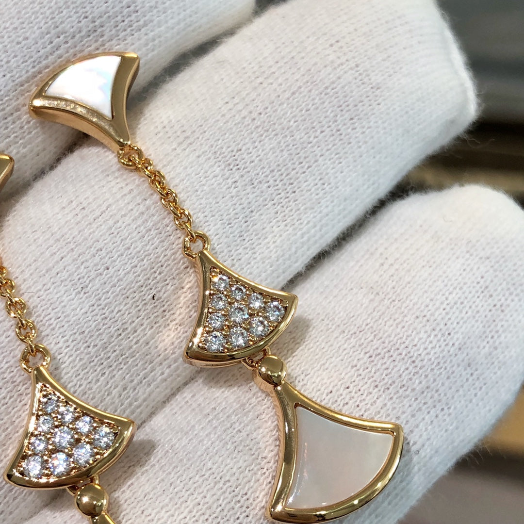 [OAK JURI]DREAM EARRINGS 3 MOTIFS DIAMOND MOP PINK GOLD
