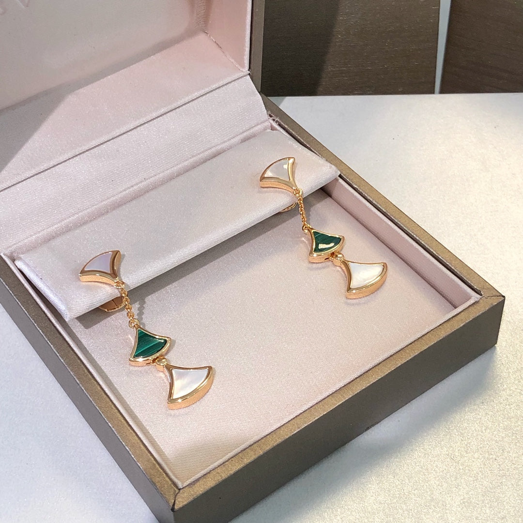 [OAK JURI]DREAM EARRINGS 3 MOTIFS MALACHITE MOP PINK GOLD