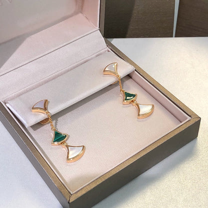[OAK JURI]DREAM EARRINGS 3 MOTIFS MALACHITE MOP PINK GOLD