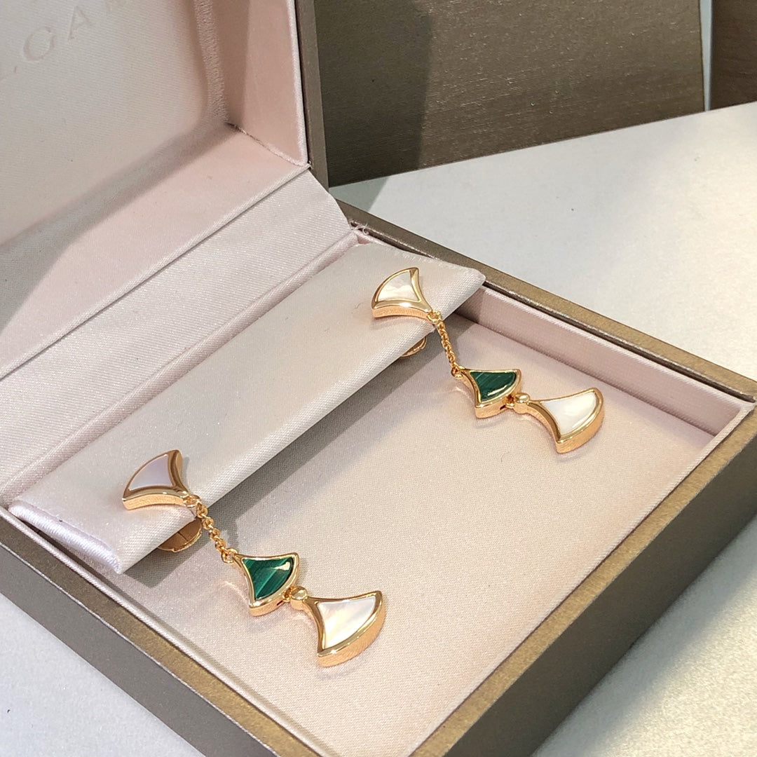 [OAK JURI]DREAM EARRINGS 3 MOTIFS MALACHITE MOP PINK GOLD