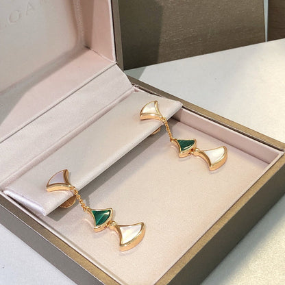 [OAK JURI]DREAM EARRINGS 3 MOTIFS MALACHITE MOP PINK GOLD