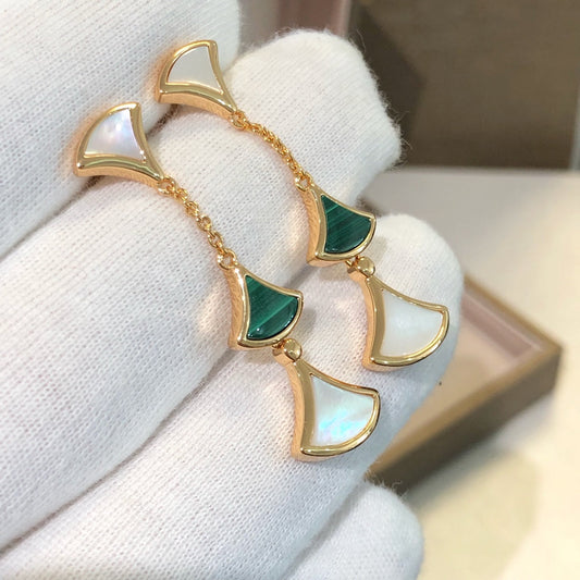 [OAK JURI]DREAM EARRINGS 3 MOTIFS MALACHITE MOP PINK GOLD