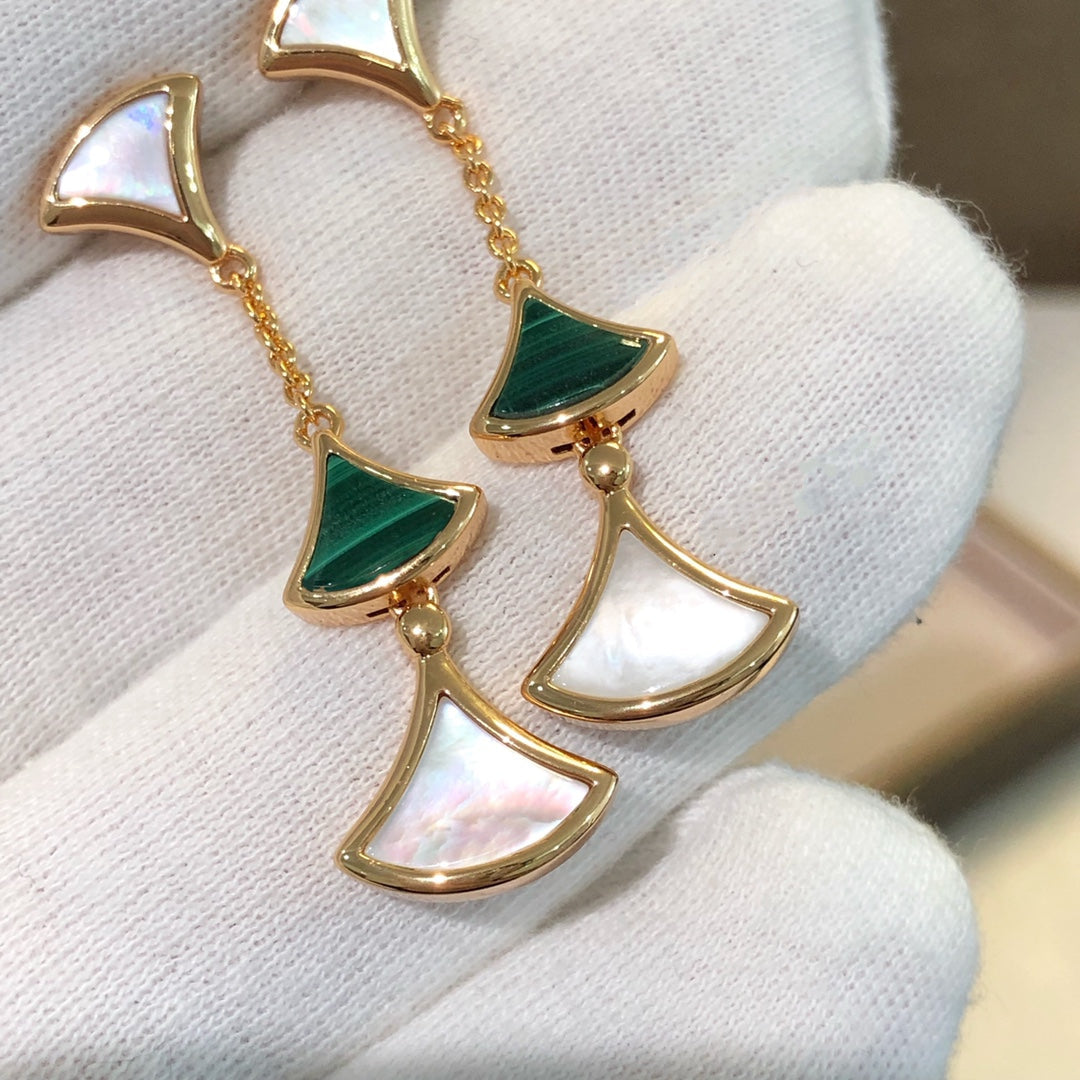 [OAK JURI]DREAM EARRINGS 3 MOTIFS MALACHITE MOP PINK GOLD