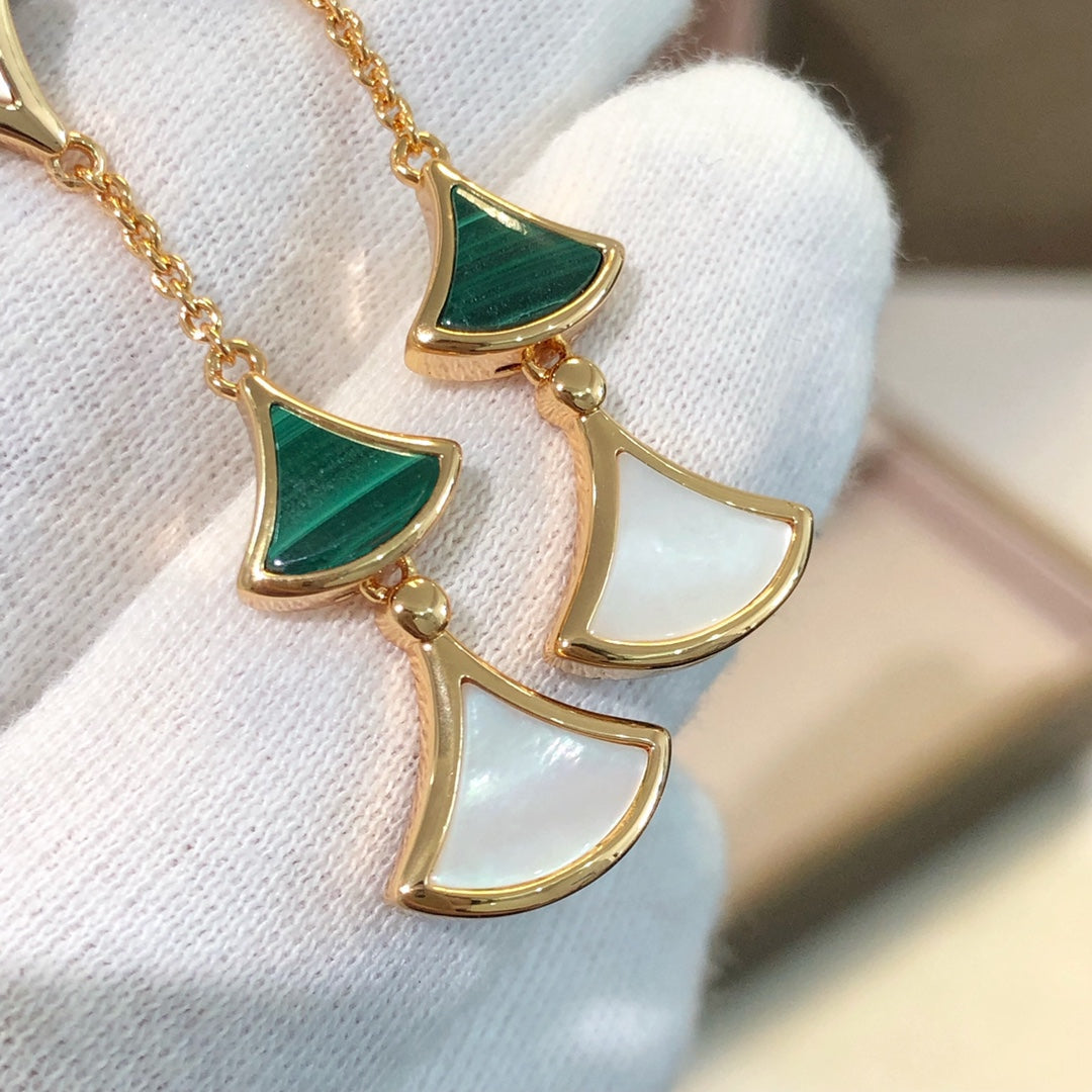 [OAK JURI]DREAM EARRINGS 3 MOTIFS MALACHITE MOP PINK GOLD