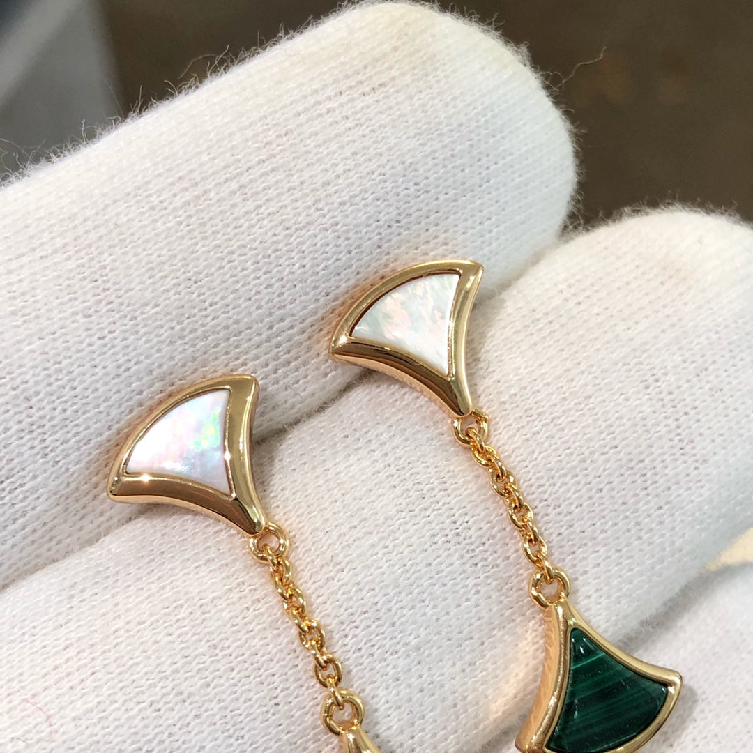 [OAK JURI]DREAM EARRINGS 3 MOTIFS MALACHITE MOP PINK GOLD