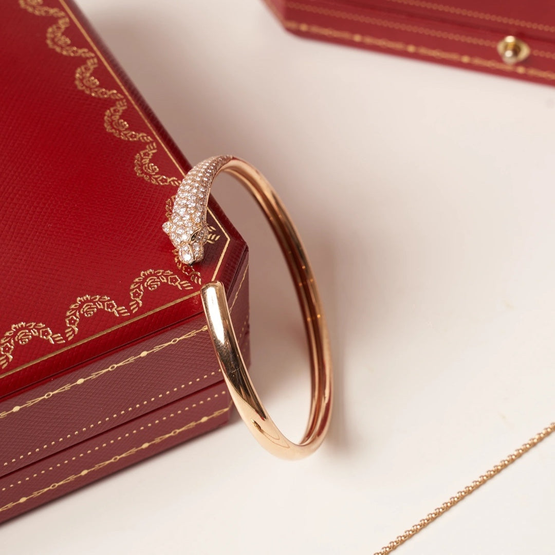 [OAK JURI]PANTHERE ROSE GOLD DIAMOND OPEN BRACELET