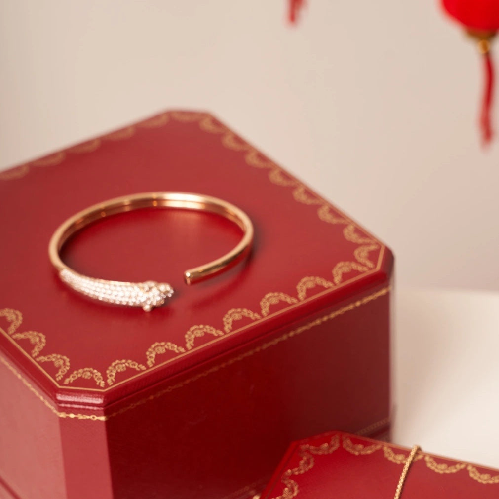 [OAK JURI]PANTHERE ROSE GOLD DIAMOND OPEN BRACELET