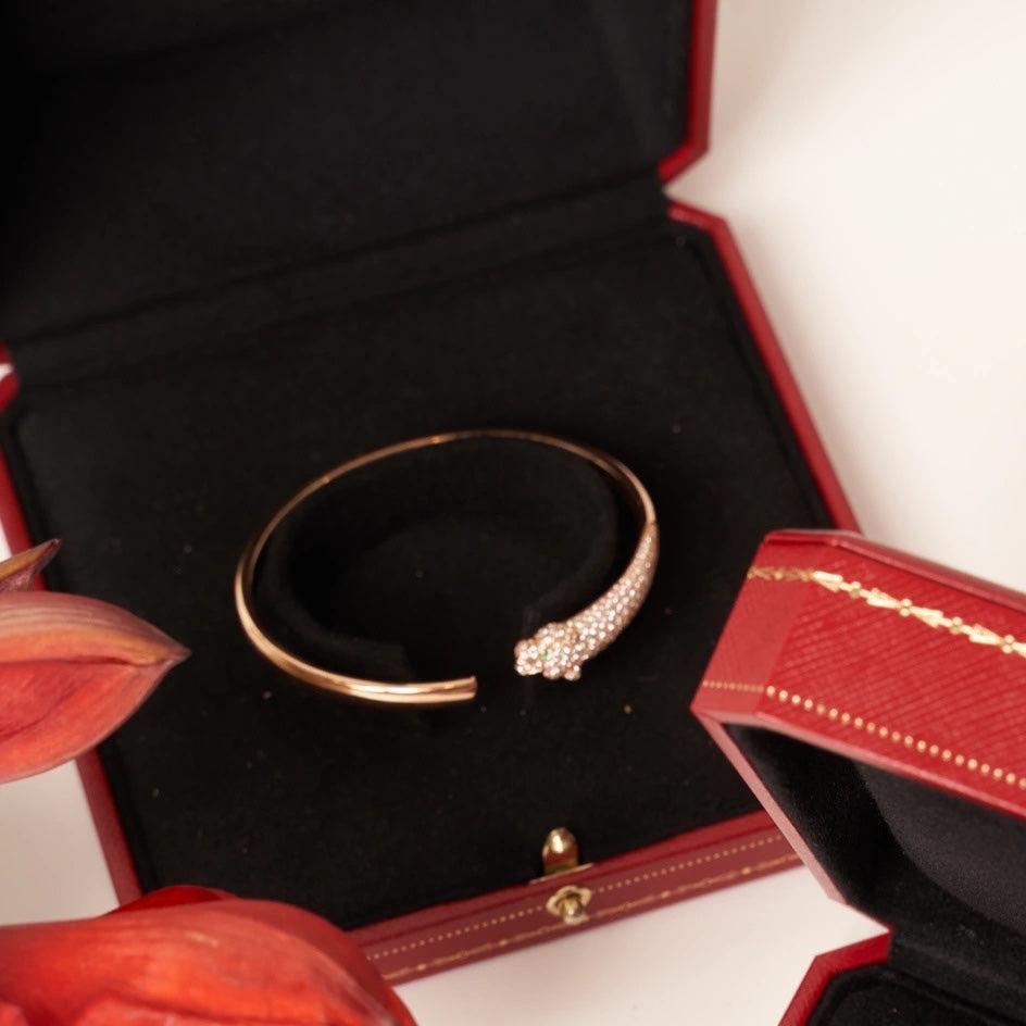 [OAK JURI]PANTHERE ROSE GOLD DIAMOND OPEN BRACELET