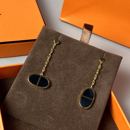 [OAK JURI]CHAINE VERSO BLACK CERAMIC EARRINGS