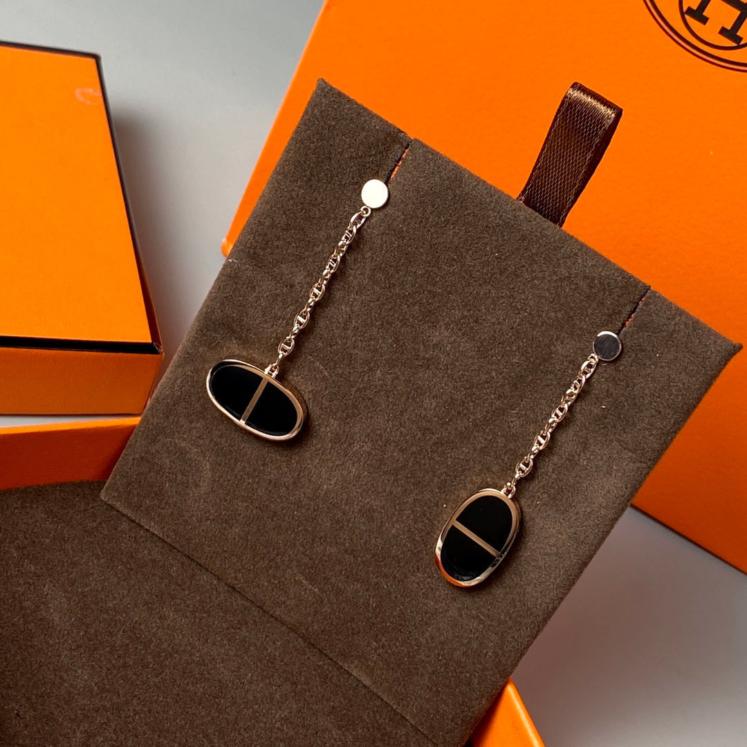[OAK JURI]CHAINE VERSO BLACK CERAMIC EARRINGS