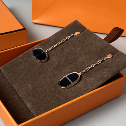 [OAK JURI]CHAINE VERSO BLACK CERAMIC EARRINGS
