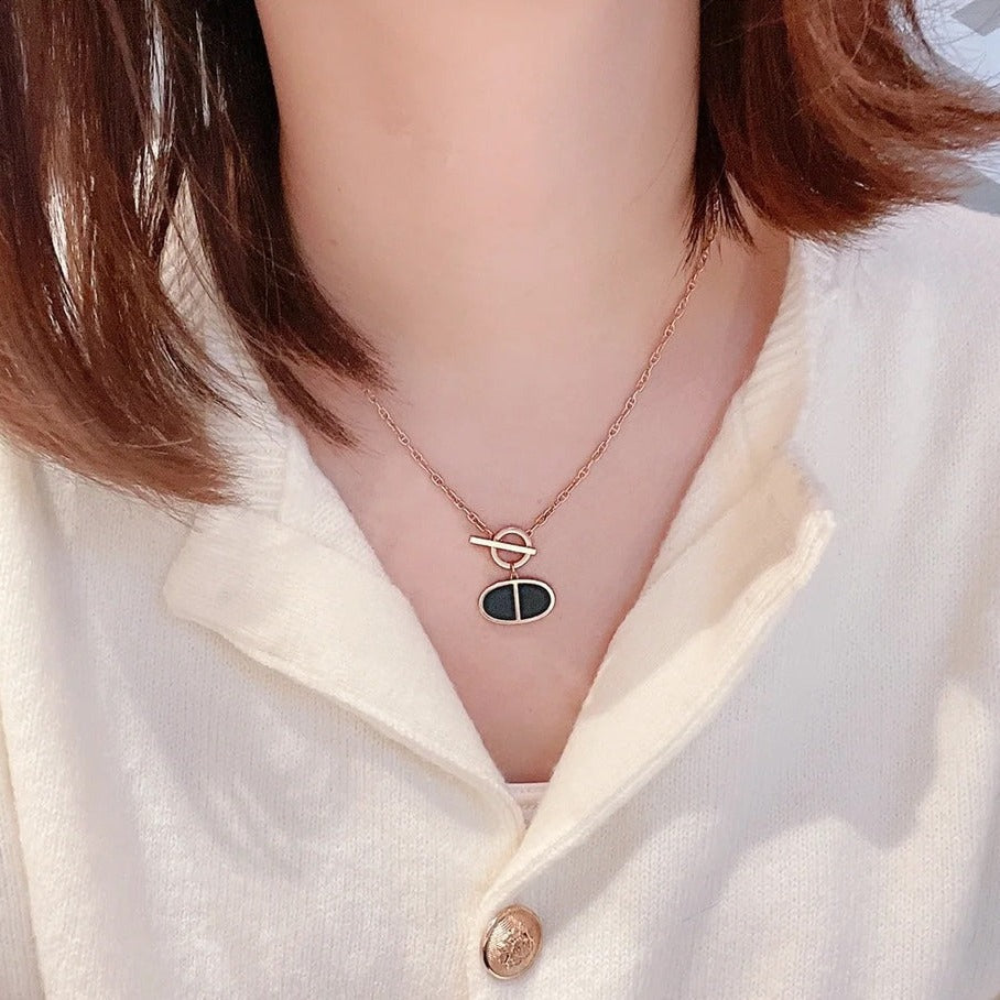 [OAK JURI]CHAINE VERSO BLACK CERAMIC NECKLACE