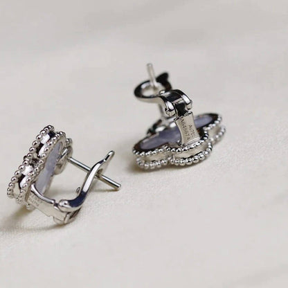 [OAK JURI]CLOVER MEDIUM 1 MOTIFS  WHITE MOP EARRINGS SILVER