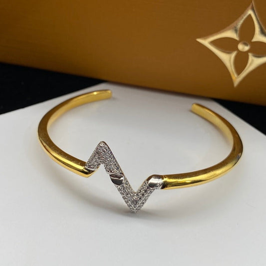 [OAK JURI]VOLTE UPSITE DOWN DIAMOND GOLD OPEN BRACELET