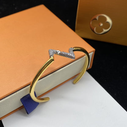 [OAK JURI]VOLTE UPSITE DOWN DIAMOND GOLD OPEN BRACELET