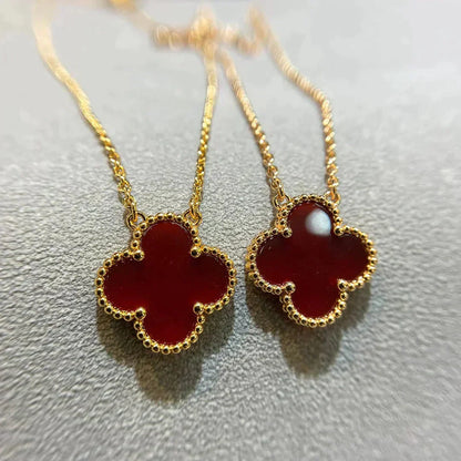 [OAK JURI]CLOVER 15MM CARNELIAN SINGLE FLOWER NECKLACE