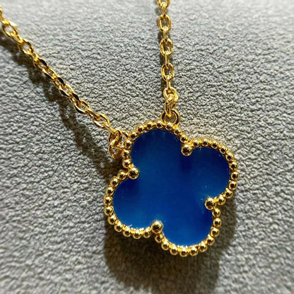 [OAK JURI]CLOVER 15MM BLUE AGATE NECKLACE