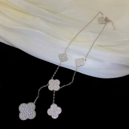 [OAK JURI]CLOVER 5 MOTIFS SILVER DIAMONDS NECKLACE