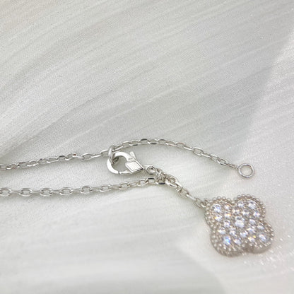 [OAK JURI]CLOVER 5 MOTIFS SILVER DIAMONDS NECKLACE