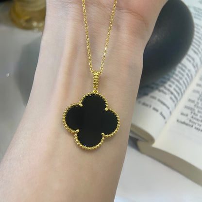 [OAK JURI]CLOVER 25MM NECKLACE GOLD ONYX