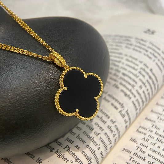 [OAK JURI]CLOVER 25MM NECKLACE GOLD ONYX