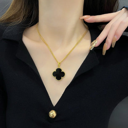 [OAK JURI]CLOVER 25MM NECKLACE GOLD ONYX