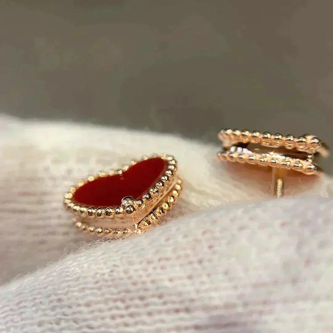 [OAK JURI]HEART CARNELIAN STUD EARRINGS
