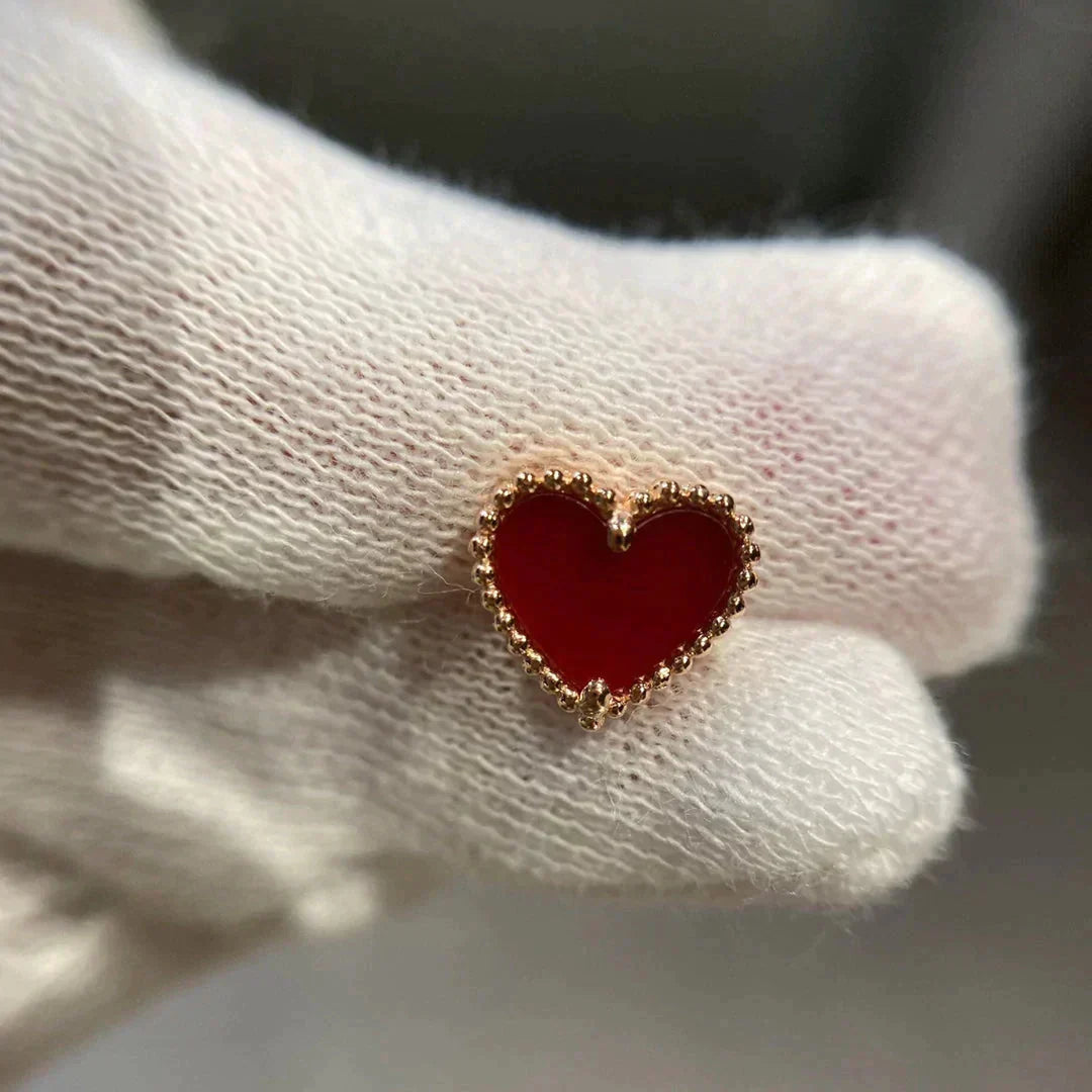 [OAK JURI]HEART CARNELIAN STUD EARRINGS