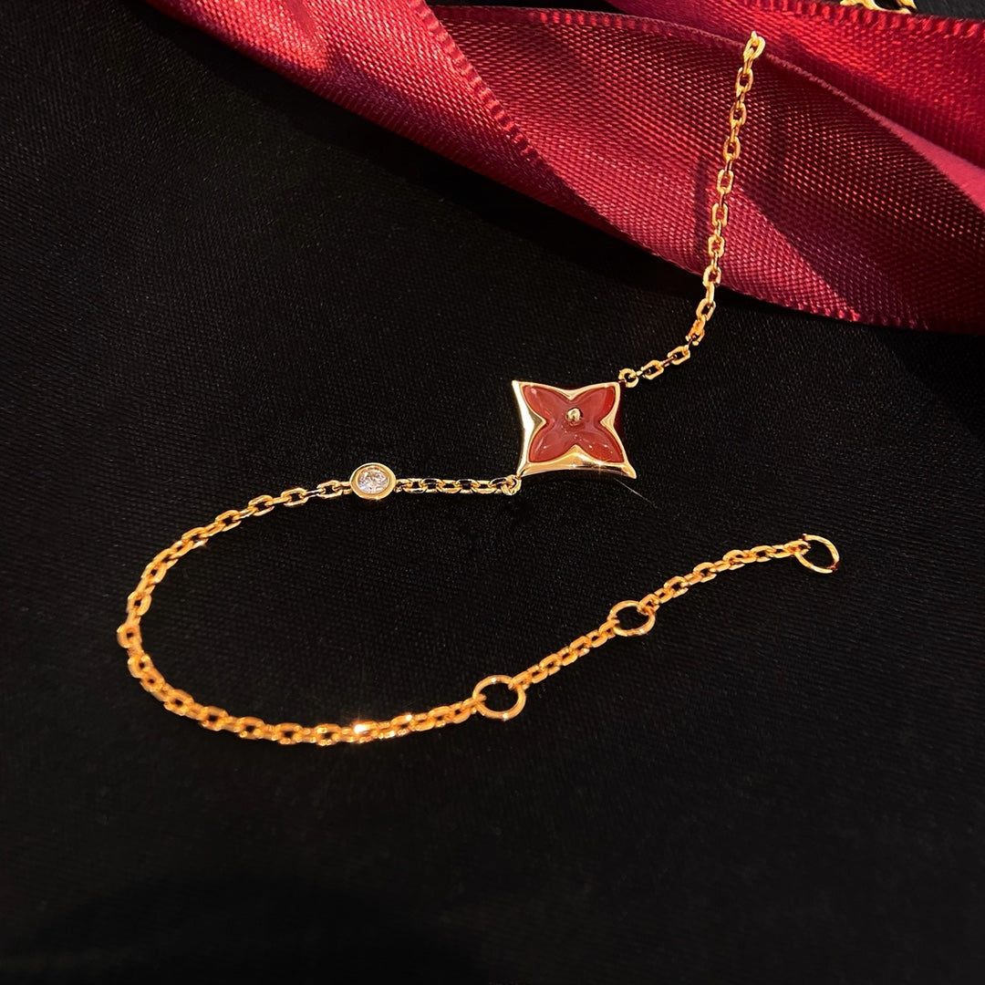 [OAK JURI]COLOR STAR CARNELIAN PINK GOLD DIAMOND BRACELET