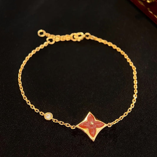 [OAK JURI]COLOR STAR CARNELIAN PINK GOLD DIAMOND BRACELET