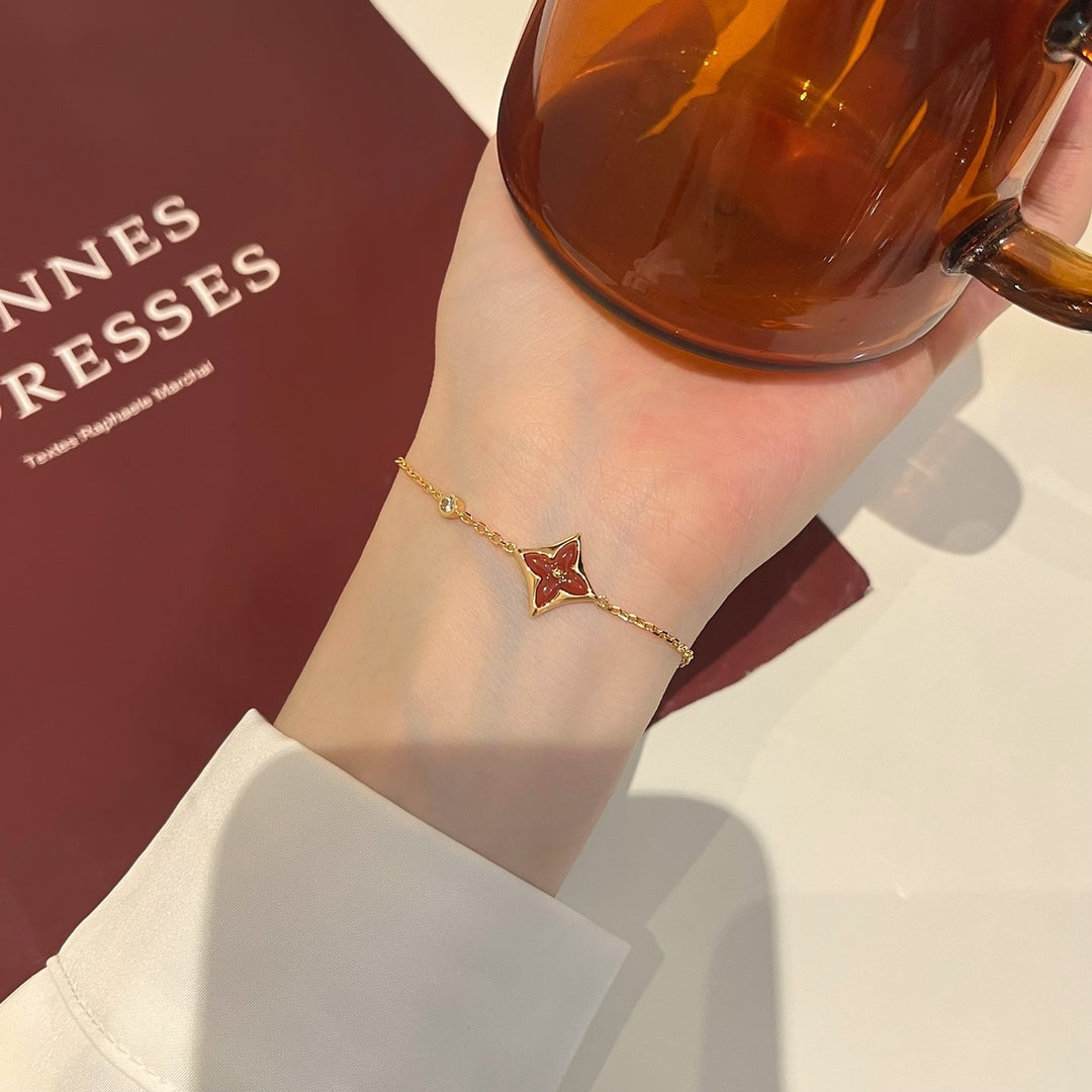[OAK JURI]COLOR STAR CARNELIAN PINK GOLD DIAMOND BRACELET