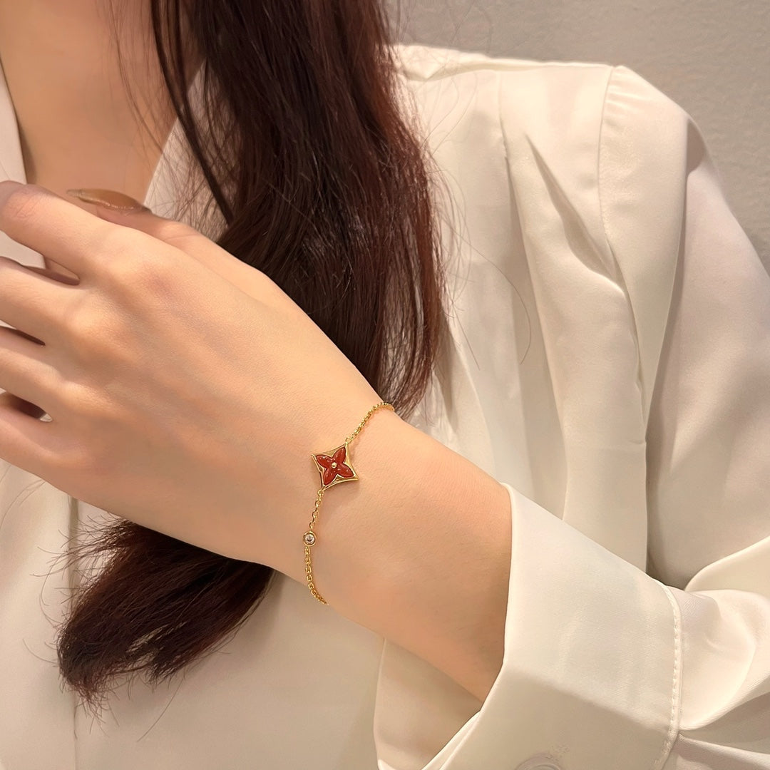 [OAK JURI]COLOR STAR CARNELIAN PINK GOLD DIAMOND BRACELET