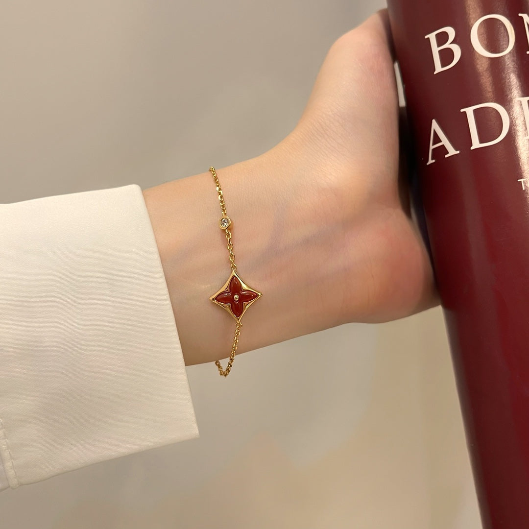 [OAK JURI]COLOR STAR CARNELIAN PINK GOLD DIAMOND BRACELET
