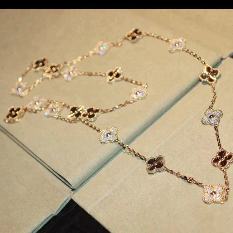 [OAK JURI]CLOVER 20 MOTIFS LASER DIAMOND NECKLACE