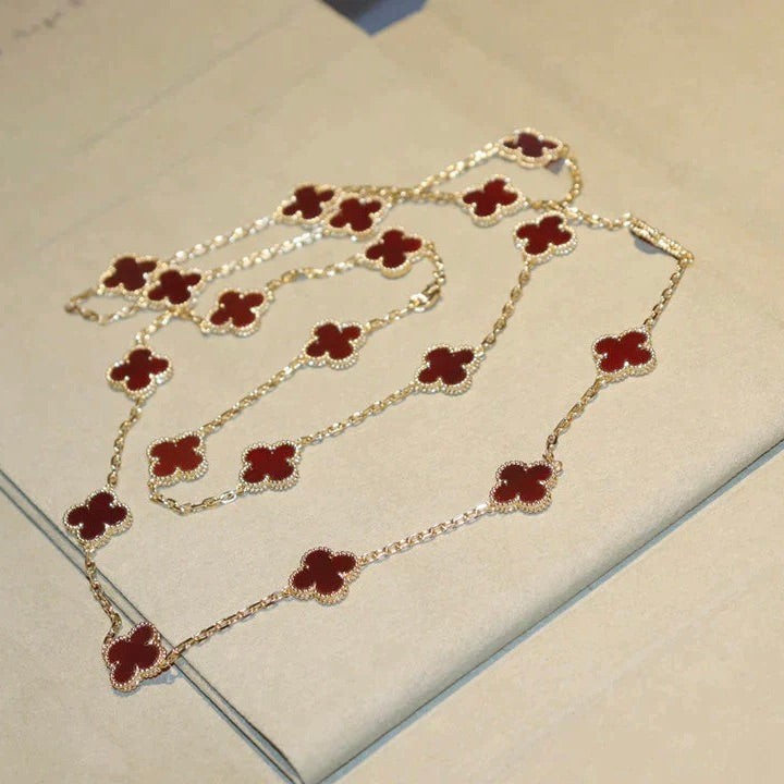 [OAK JURI]CLOVER 20 MOTIFS CARNELIAN NECKLACE