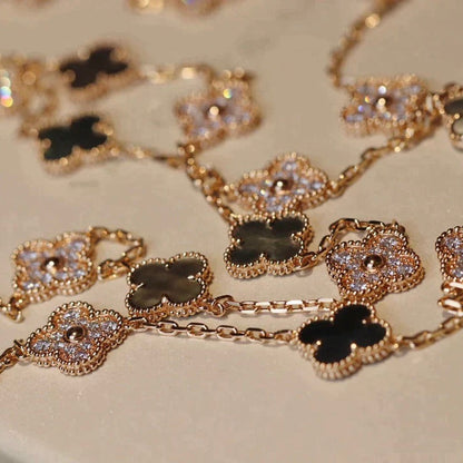 [OAK JURI]CLOVER 20 MOTIFS DARK MOP DIAMOND  NECKLACE