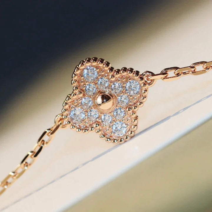 [OAK JURI]CLOVER 20 MOTIFS DARK MOP DIAMOND  NECKLACE