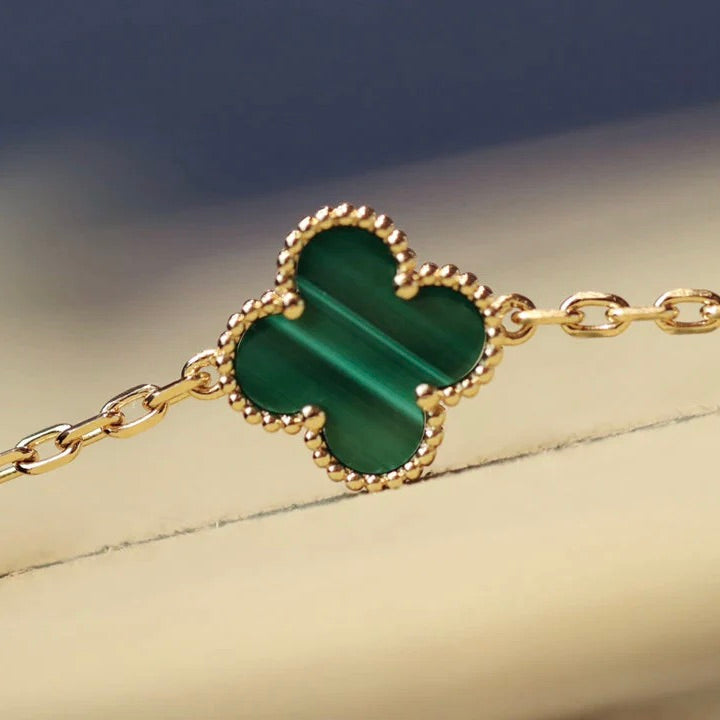 [OAK JURI]CLOVER 20 MOTIFS MALACHITE DIAMOND NECKLACE