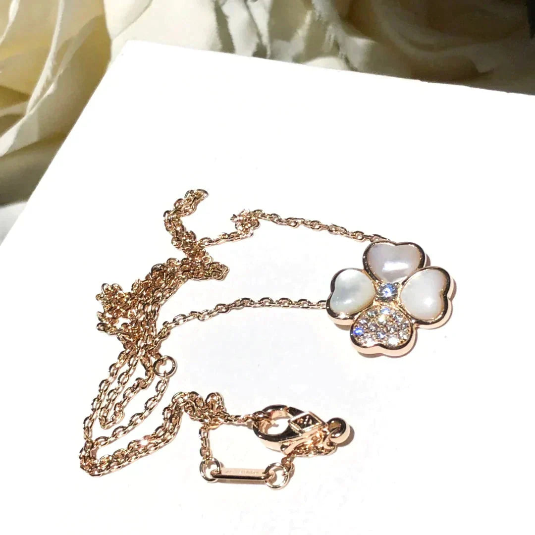 [OAK JURI]CLOVER MOP DIAMOND ROSE GOLD NECKLACE