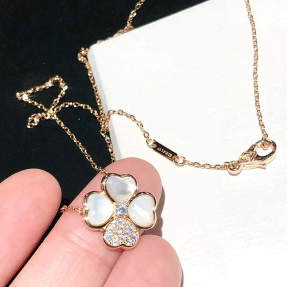 [OAK JURI]CLOVER MOP DIAMOND ROSE GOLD NECKLACE