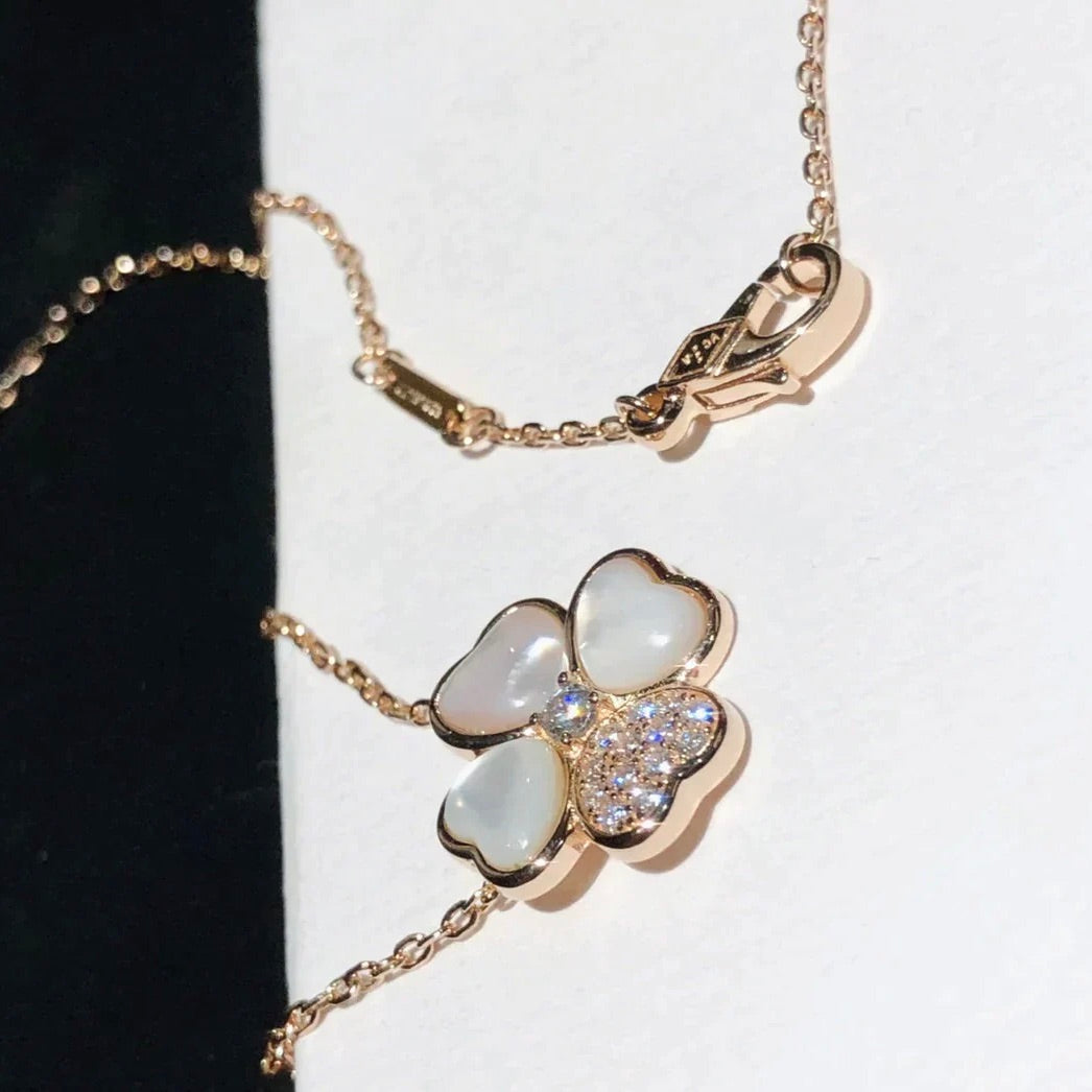 [OAK JURI]CLOVER MOP DIAMOND ROSE GOLD NECKLACE