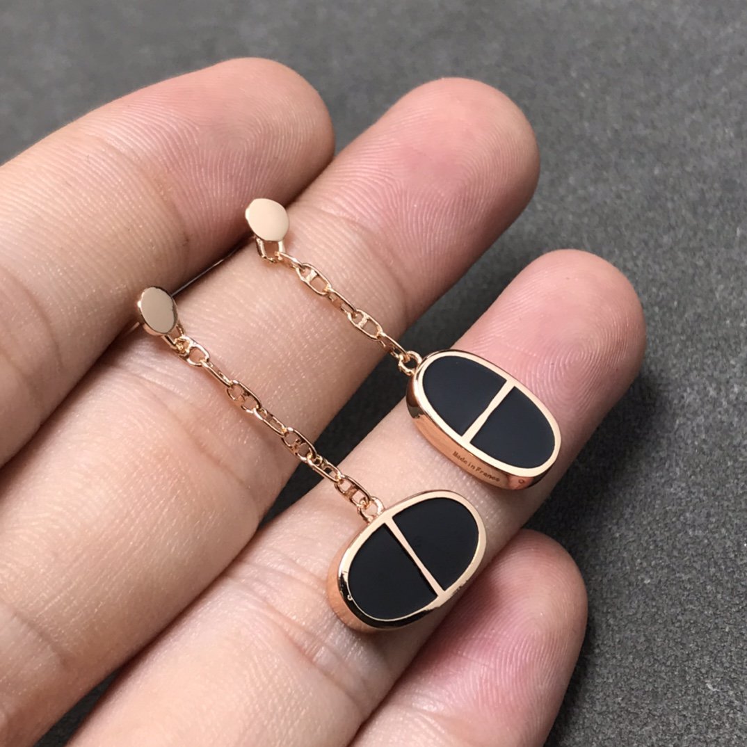 [OAK JURI]CHAINE VERSO BLACK CERAMIC SILVER EARRINGS