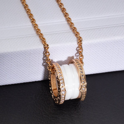 [OAK JURI]ZERO 1 WHITE CERAMIC PINK GOLD DIAMOND NECKLACE