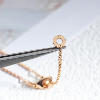 [OAK JURI]ZERO 1 WHITE CERAMIC PINK GOLD DIAMOND NECKLACE