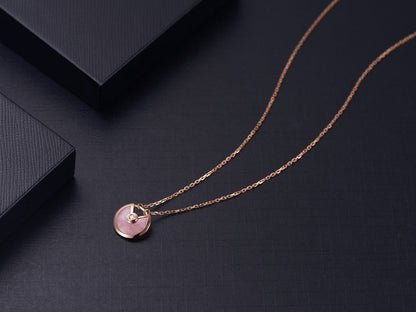 [OAK JURI]AMULETTE ROSE GOLD PINK MOP NECKLACE