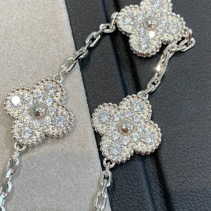 [OAK JURI] CLOVER 5 MOTIF FULL DIAMOND BRACELET COLLECTION