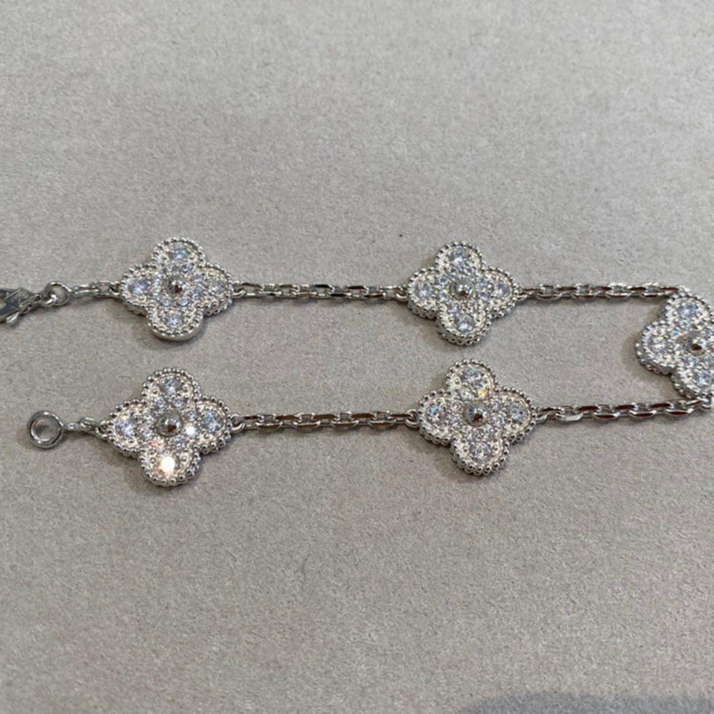 [OAK JURI]CLOVER 5 MOTIFS  DIAMOND BRACELET SILVER