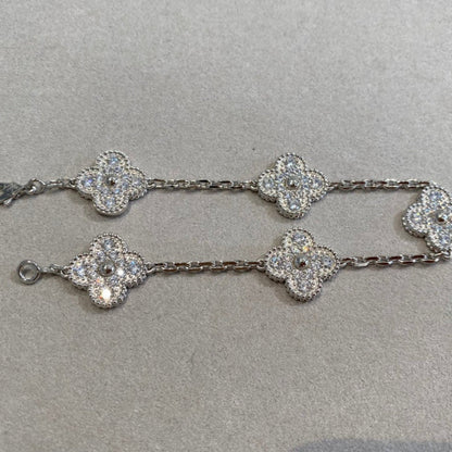 [OAK JURI]CLOVER 5 MOTIFS  DIAMOND BRACELET SILVER